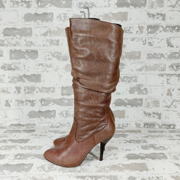 Zigi Soho Sabrina Brown Leather Slouch Look Tall High Heeled Boots W29 - Picture 1 of 12